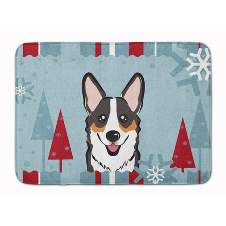 Carolines Treasures Winter Holiday Tricolor Corgi Machine Washable Memory Foam Mat BB1751RUG